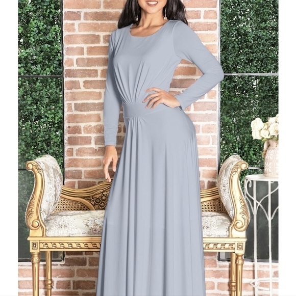 Koh Koh Rose pink knit long maxi bridesmaid dress Rose knit gown sz M - Picture 3 of 12